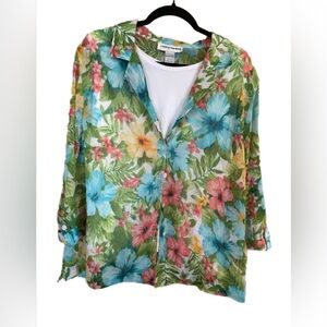 Cathy Daniel’s XL Women’s 2-piece Connected Floral Shirt Flowy Button